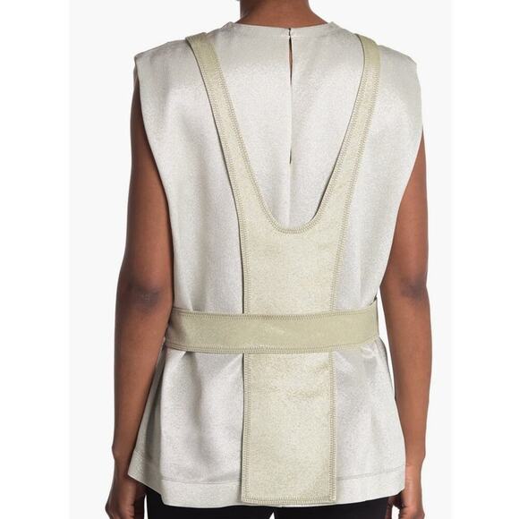 Valentino Contrast Bodice Sleeveless Top silver and Water Green - Picture 2 of 12